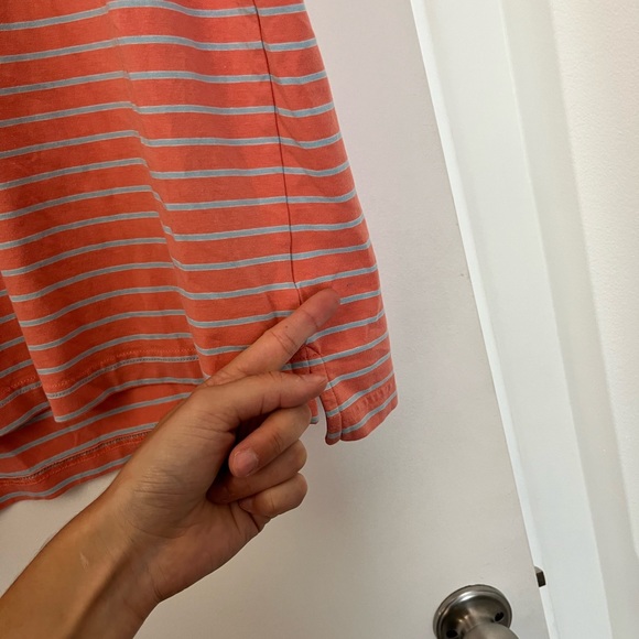 Peter Millar Polo XL Cotton Stretch Blend Orange Blue Stripes one tiny flaw - Picture 5 of 6